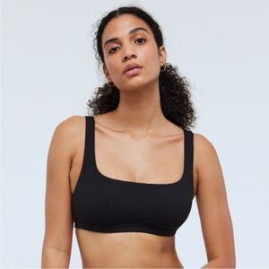 Madewell Top S Ribbed Square-Neck Black